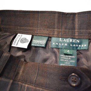 Ralph Lauren 100% Pure New Wool Women's Brown Plaid Dress Pants Size 4